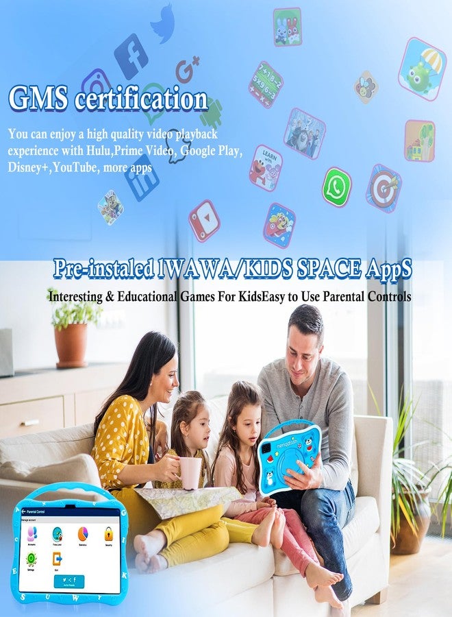 MengDash Kids Tablet, 10.1 inch Tablet for Kids, Educational Learning Toddler Tablet Android 14, 12GB RAM+64GB ROM Storage, 5G WiFi for Baby Girl boy Gift 3-10(Blue) - Image 4